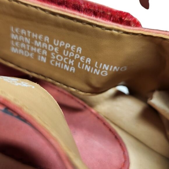 Earth Cascade Leather Red Wedges Sandals Slingback Cutout Cottagecore Boho 7.5 - Picture 9 of 13